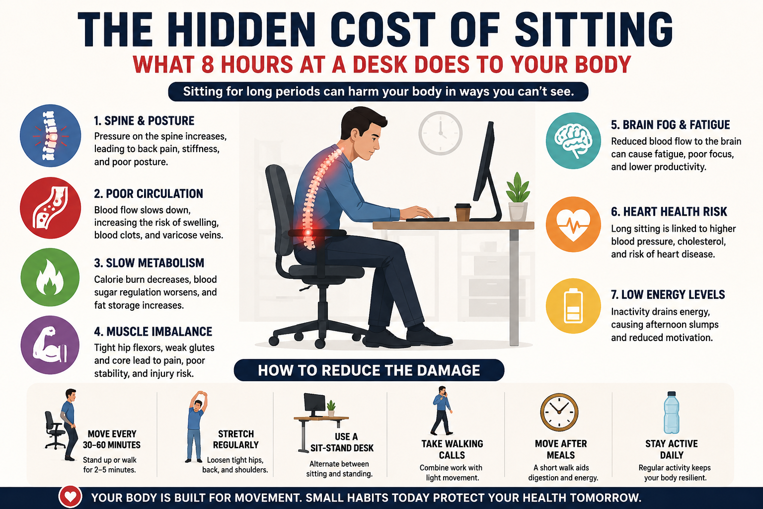 The Hidden Cost of Sitting: What 8 Hours at a Desk Does to Your Body